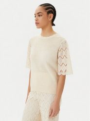 TWINSET Sweter 251TP3341 Beżowy Regular Fit. Brązowe swetry nierozpinane damskie Twinset, xs, bez wzorów, z bawełny, bez kołnierzyka, bez ramiączek. Za 629.99 zł.