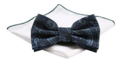 Mucha CHATTIER z Białą Poszetką - Granat z Zielonymi Akcentami. Niebieskie krawaty i muchy Chattier, bez wzorów, z poliesteru, eleganckie. Za 59.00 zł.