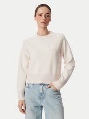 Calvin Klein Jeans Sweter LV047H320G Różowy jasny Regular Fit. Czerwone swetry nierozpinane damskie Calvin Klein Jeans, l, bez wzorów, z bawełny, bez kołnierzyka, bez ramiączek. Za 569.99 zł.