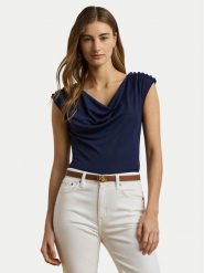 LAUREN RALPH LAUREN Bluzka 200889317001 Granatowy Relaxed Fit. Niebieskie bluzki damskie Lauren Ralph Lauren, xs, bez wzorów, z syntetyku, bez kołnierzyka, bez ramiączek. Za 359.99 zł.