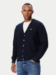 Lacoste Kardigan AH9914 Granatowy Regular Fit. Niebieskie swetry męskie Lacoste, m, bez wzorów, z bawełny, bez kołnierzyka, bez ramiączek. Za 724.99 zł.