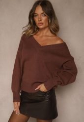 Brązowy Sweter z Kaszmirem i Trójkątnym Dekoltem Plenne. Brązowe swetry nierozpinane damskie Renee, bez wzorów, z kaszmiru, casualowe, bez kołnierzyka, bez ramiączek. Za 139.99 zł.