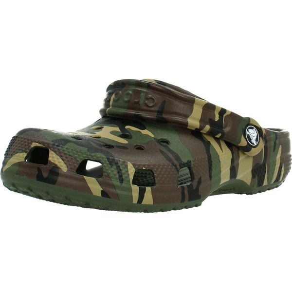 Sandały CROCS CLASSIC CAMOUFLAGE Zielony. Zielone sandały damskie Crocs, bez wzorów, z materiału, bez zapięcia. Za 199.99 zł.