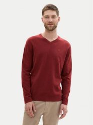 Tom Tailor Sweter 1039806 Czerwony Regular Fit. Czerwone swetry męskie Tom Tailor, m, bez wzorów, z bawełny, bez kołnierzyka, bez ramiączek. Za 139.99 zł.