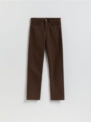 Jeansy mom fit z dłuższą nogawką - dark grey jeans. Szare jeansy damskie Reserved, bez wzorów, z bawełny. Za 129.99 zł.