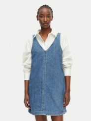 Tommy Jeans Sukienka jeansowa DW0DW22876 Niebieski Relaxed Fit. Niebieskie sukienki damskie Tommy Jeans, s, bez wzorów, z bawełny, bez kołnierzyka, bez ramiączek. Za 369.99 zł.