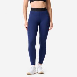 Legginsy fitness damskie Domyos. Niebieskie legginsy damskie DOMYOS, bez wzorów, z elastanu. Za 119.99 zł.