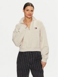 Tommy Jeans Bluza DW0DW19410 Beżowy Relaxed Fit. Brązowe bluzy damskie Tommy Jeans, m, bez wzorów, z bawełny, bez ramiączek, bez kaptura. Za 279.99 zł.