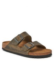 Birkenstock Klapki Arizona 1027039 Khaki. Brązowe klapki damskie Birkenstock, bez wzorów, ze skóry, bez obcasa, bez zapięcia. Za 539.99 zł.