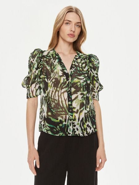 Morgan Bluzka 241-CIMPA.F Zielony Regular Fit. Zielone bluzki damskie Morgan, bez wzorów, z syntetyku, bez kołnierzyka, bez ramiączek. Za 179.99 zł.