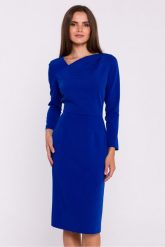 Elegancka sukienka ołówkowa z asymetrycznym dekoltem chaber. Sukienki damskie Stylove, m, bez wzorów, eleganckie, z asymetrycznym kołnierzem, bez ramiączek, asymetryczne. Za 359.00 zł.