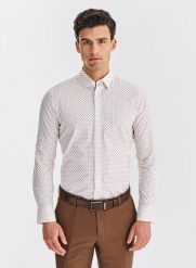 PAKO LORENTE – Biała koszula w kwiatowy print. Białe koszule męskie Pako Lorente, l, bez wzorów, z bawełny, bez kołnierzyka, bez ramiączek. Za 299.99 zł.