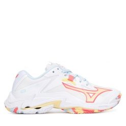 Buty halowe Mizuno. Białe obuwie sportowe damskie Mizuno, bez wzorów, bez zapięcia, mizuno wave. Za 569.99 zł.