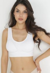 Biały Sportowy Biustonosz bez Fiszbin Adanie. Białe bielizna sportowa damska Born2be, xl, bez wzorów. Za 19.99 zł.