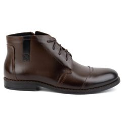 Olivier Buty męskie zimowe eleganckie trzewiki 282LU ciemny brąz brązowe. Brązowe botki męskie na zimę, bez wzorów, ze skóry, eleganckie, bez obcasa, bez zapięcia. Za 453.66 zł.
