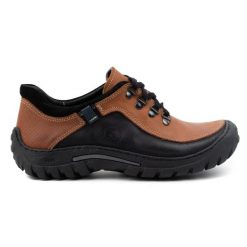 KOMODO Buty męskie trekkingowe skóra 917K ceglane wielokolorowe. Czerwone trekkingi męskie ze skóry, bez zapięcia. Za 362.62 zł.