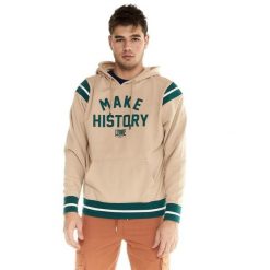 Bluza z kaptur na co dzień na siłownię. Brązowe bluzy męskie LEONE 1947 APPAREL, bez wzorów, z bawełny, sportowe, bez ramiączek, bez kaptura. W wyprzedaży za 191.56 zł.