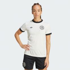 Koszulka Germany Anniversary. Białe bluzki damskie Adidas, xl, bez wzorów, z materiału, sportowe, bez kołnierzyka, bez ramiączek. Za 449.00 zł.