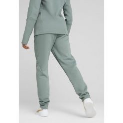 Damskie spodnie dresowe EVOSTRIPE PUMA Green Moon. Zielone spodnie dresowe damskie Puma, bez wzorów, z dresówki, sportowe, trekkingowe. W wyprzedaży za 129.00 zł.