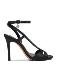 Nine West Sandały EO-LS1005252-1 Czarny. Czarne sandały damskie Nine West, bez wzorów, z materiału, bez obcasa, na szpilce, bez zapięcia. Za 279.99 zł.