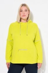 Damskie Bluza z kapturem odblaskowe lamówki kaptur kieszeń na zamek. Zielone bluzy damskie Ulla Popken, plus size, bez wzorów, z bawełny, sportowe, bez ramiączek, z kapturem. Za 279.99 zł.