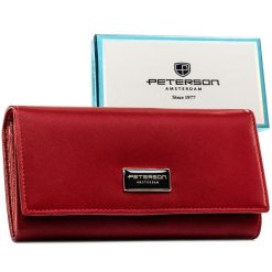 Czerwony portfel damski ze skóry naturalnej i ekologicznej zamykany zatrzaskiem PTN PS122-HNL Peterson. Czerwone portfele damskie Peterson, ze skóry. Za 129.99 zł.
