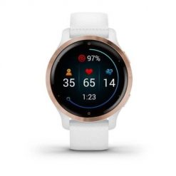 Zegarek Garmin Venu 2S (40 mm) Rose Gold Stainless Steel Bezel / White Case / Silicone Band. Białe zegarki sportowe Garmin, bez wzorów. Za 1,169.99 zł.