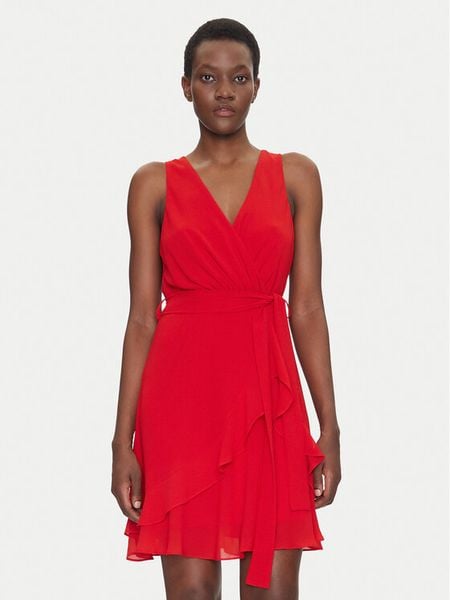 Morgan Sukienka koktajlowa 241-ROSVAL M Czerwony Regular Fit. Czerwone sukienki damskie Morgan, m, bez wzorów, z syntetyku, wizytowe, bez kołnierzyka, bez ramiączek. Za 169.99 zł.