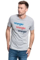 WRANGLER SS REPEAT TEE MID GREY MEL W7D7D3X37 112131768. Szare t-shirty męskie Wrangler, m, bez wzorów, bez kołnierzyka, bez ramiączek. Za 69.99 zł.