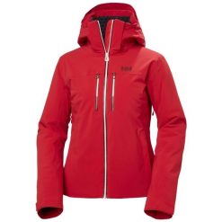 Damska kurtka narciarska Helly Hansen Alphelia Lifaloft. Czerwone kurtki sportowe damskie Helly Hansen, na zimę, bez wzorów, bez ramiączek, bez kaptura, narciarskie. W wyprzedaży za 2,152.50 zł.