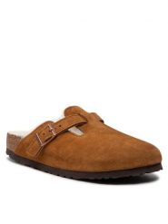 Birkenstock Klapki Boston Vl/Sheraling 1001141 Brązowy. Brązowe klapki damskie Birkenstock, bez wzorów, ze skóry, bez obcasa, bez zapięcia. Za 799.99 zł.