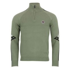 Sweter z kołnierzem 1/2 zip Peak Mountain Ciao. Zielone swetry męskie Peak Mountain, bez wzorów, sportowe, bez kołnierzyka, bez ramiączek. Za 389.25 zł.