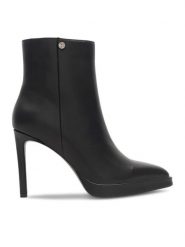 Eva Minge Botki CARACAL-0501 Czarny. Czarne botki damskie Eva Minge, bez wzorów, ze skóry, bez obcasa, na szpilce, bez zapięcia. Za 479.00 zł.