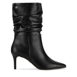 Botki Nine West. Czarne botki damskie Nine West, bez wzorów, bez obcasa, na szpilce, bez zapięcia. Za 299.99 zł.