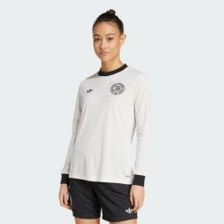 Koszulka Germany Anniversary Long Sleeve. Białe bluzki damskie Adidas, s, bez wzorów, z materiału, sportowe, bez kołnierzyka, bez ramiączek. Za 499.00 zł.