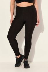 Damskie Legginsy sportowe z fakturą wysoka stan szeroki elastyczny pas. Czarne legginsy damskie Ulla Popken, bez wzorów, z elastanu. Za 239.99 zł.