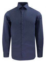 Garniturowa (Elegancka) Koszula Męska - Quickside - Krój Prosty - Granatowa. Niebieskie garnitury męskie Quickside, m, bez wzorów, z bawełny, eleganckie, bez kołnierzyka, bez ramiączek. Za 159.00 zł.