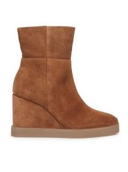 Geox Botki D Elidea Wedge D36VQB 00022 CD500 Brązowy. Brązowe botki damskie Geox, bez wzorów, ze skóry, bez obcasa, na koturnie, bez zapięcia. Za 369.99 zł.