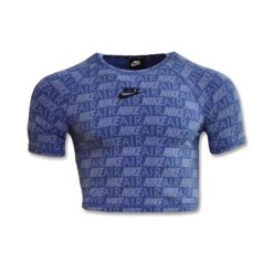 Koszulka Nike Air AOP Top Wmns - AR3445-458. Fioletowe bluzki damskie Nike, bez wzorów, sportowe, bez kołnierzyka, bez ramiączek. Za 129.95 zł.