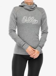 Bluza termoaktywna damska Odlo Active Warm Originals BL Top Facemask LS. Szare bluzy damskie ODLO, na zimę, xs, bez wzorów, z materiału, bez ramiączek, bez kaptura. Za 258.49 zł.