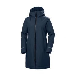 Płaszcz damski z kapturem Helly Hansen Aspire. Niebieskie płaszcze damskie Helly Hansen, bez wzorów, sportowe, bez kołnierzyka, z kapturem. W wyprzedaży za 874.00 zł.