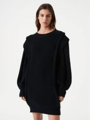 IRO Sukienka dzianinowa Lorely AR641 Czarny Relaxed Fit. Czarne sukienki damskie Iro, xs, bez wzorów, z dzianiny, bez kołnierzyka, bez ramiączek. Za 1,119.00 zł.