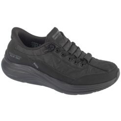 Buty sportowe Sneakersy damskie, Slip-ins: Contour Foam - Cozy Fit. Czarne obuwie sportowe damskie Skechers, bez wzorów, bez zapięcia, trekkingowe. Za 369.99 zł.