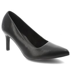 Czółenka damskie Rieker w klasycznym eleganckim fasonie ze smukłym noskiem i stabilnym obcasem typu szpilka czarne, 41160-01 Black. Czarne czółenka damskie Rieker, bez wzorów, eleganckie, bez obcasa, na szpilce, bez zapięcia. Za 349.00 zł.