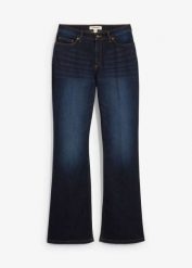 Dżinsy bootcut ze średnim stanem. Niebieskie jeansy damskie bonprix, bez wzorów, z jeansu. Za 99.99 zł.