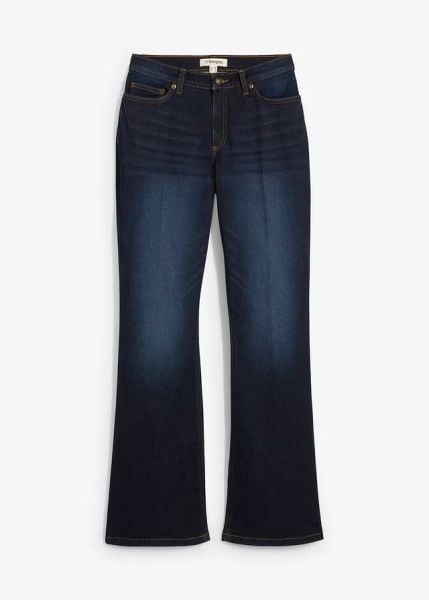 Dżinsy bootcut ze średnim stanem. Niebieskie jeansy damskie bonprix, bez wzorów, z jeansu. Za 159.99 zł.