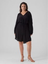 Vero Moda Curve Sukienka codzienna 10297334 Czarny Regular Fit. Czarne sukienki damskie Vero Moda Curve, na co dzień, bez wzorów, z wiskozy, bez kołnierzyka, bez ramiączek, proste. Za 119.99 zł.