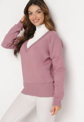 Ciemnoróżowa Bawełniana Bluza z Dekoltem w Serek Gitra. Czerwone bluzy damskie Born2be, bez wzorów, z bawełny, casualowe, bez ramiączek, bez kaptura. Za 89.99 zł.