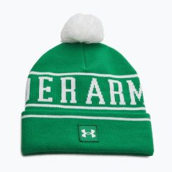 Czapka Under Armour Halftime Pom Beanie. Zielone czapki męskie Under Armour, na zimę, bez wzorów. Za 129.99 zł.