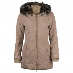 Desigual płaszcz damski Maca 38 beżowy. Brązowe płaszcze damskie Desigual, bez wzorów, bez kołnierzyka, bez kaptura. W wyprzedaży za 254.00 zł.